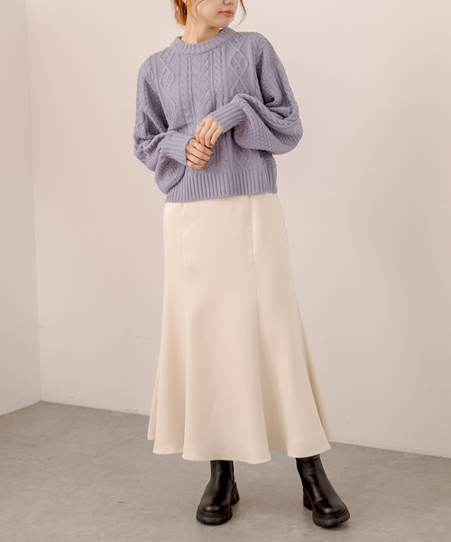 OLIVE des OLIVE（オリーブデオリーブ）の「【WEB限定】後ろレースアップケーブルニット（ニット/セーター・レディース・ベージュ/ブルー/アイボリー/ミント・FREE）」の10枚目の写真