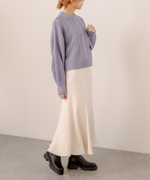 OLIVE des OLIVE（オリーブデオリーブ）の「【WEB限定】後ろレースアップケーブルニット（ニット/セーター・レディース・ベージュ/ブルー/アイボリー/ミント・FREE）」の6枚目の写真