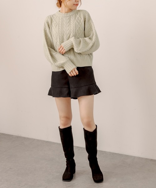 OLIVE des OLIVE（オリーブデオリーブ）の「【WEB限定】後ろレースアップケーブルニット（ニット/セーター・レディース・ベージュ/ブルー/アイボリー/ミント・FREE）」の15枚目の写真