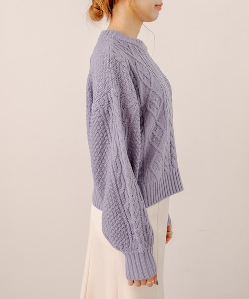 OLIVE des OLIVE（オリーブデオリーブ）の「【WEB限定】後ろレースアップケーブルニット（ニット/セーター・レディース・ベージュ/ブルー/アイボリー/ミント・FREE）」の20枚目の写真