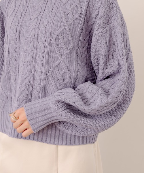 OLIVE des OLIVE（オリーブデオリーブ）の「【WEB限定】後ろレースアップケーブルニット（ニット/セーター・レディース・ベージュ/ブルー/アイボリー/ミント・FREE）」の8枚目の写真