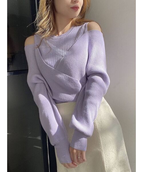 dazzlin（ダズリン）の「カシュクールニットプルオーバー（ニット/セーター・レディース・ブラック/グレー/モカ/パープル/ラベンダー/オフホワイト/ベージュ・FREE）」の7枚目の写真