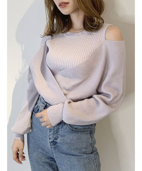 dazzlin（ダズリン）の「カシュクールニットプルオーバー（ニット/セーター・レディース・ブラック/グレー/モカ/パープル/ラベンダー/オフホワイト/ベージュ・FREE）」の4枚目の写真