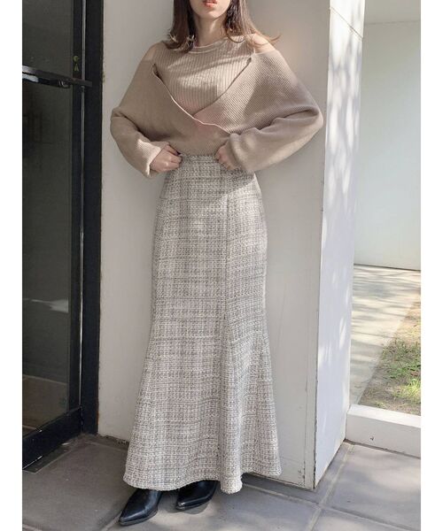 dazzlin（ダズリン）の「カシュクールニットプルオーバー（ニット/セーター・レディース・ブラック/グレー/モカ/パープル/ラベンダー/オフホワイト/ベージュ・FREE）」の18枚目の写真