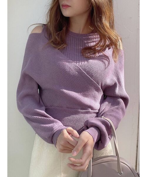 dazzlin（ダズリン）の「カシュクールニットプルオーバー（ニット/セーター・レディース・ブラック/グレー/モカ/パープル/ラベンダー/オフホワイト/ベージュ・FREE）」の19枚目の写真