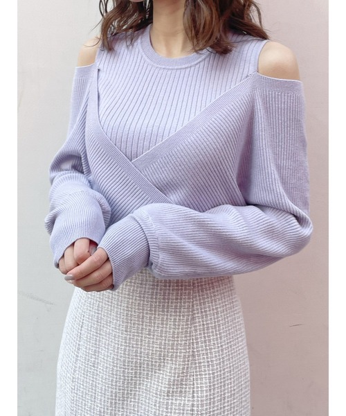 dazzlin（ダズリン）の「カシュクールニットプルオーバー（ニット/セーター・レディース・ブラック/グレー/モカ/パープル/ラベンダー/オフホワイト/ベージュ・FREE）」の10枚目の写真