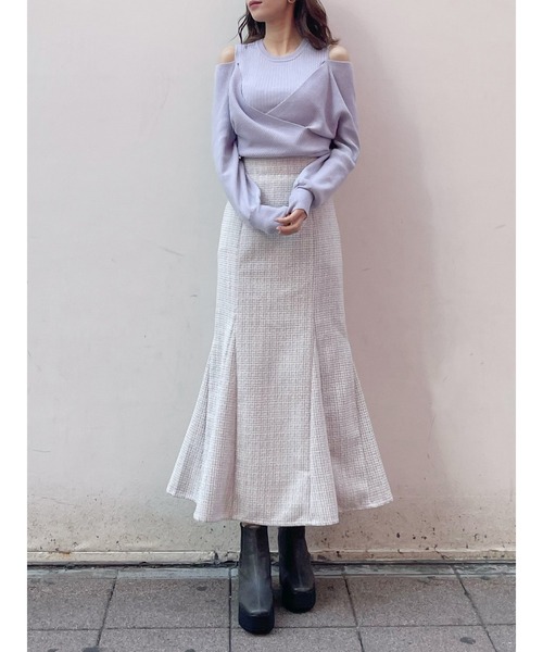 dazzlin（ダズリン）の「カシュクールニットプルオーバー（ニット/セーター・レディース・ブラック/グレー/モカ/パープル/ラベンダー/オフホワイト/ベージュ・FREE）」の9枚目の写真