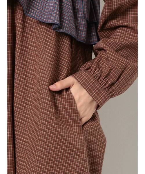 merry jenny（メリージェニー）の「【WEB限定】チェックアシメフリルワンピース（ワンピース・レディース・ネイビー/ブラウン/グリーン・FREE）」の12枚目の写真