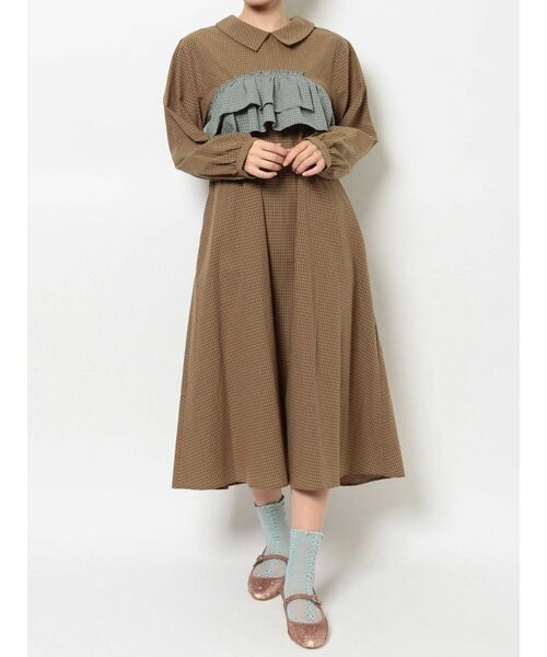 merry jenny（メリージェニー）の「【WEB限定】チェックアシメフリルワンピース（ワンピース・レディース・ネイビー/ブラウン/グリーン・FREE）」の18枚目の写真