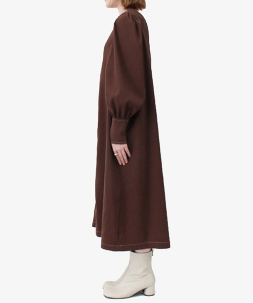 STYLEBLOCK(スタイルブロック)の「ピーチ起毛配色ステッチワンピース(ワンピース・レディース・ブラック/グリーン/ブラウン/ホワイト系その他・M)」の9枚目の写真
