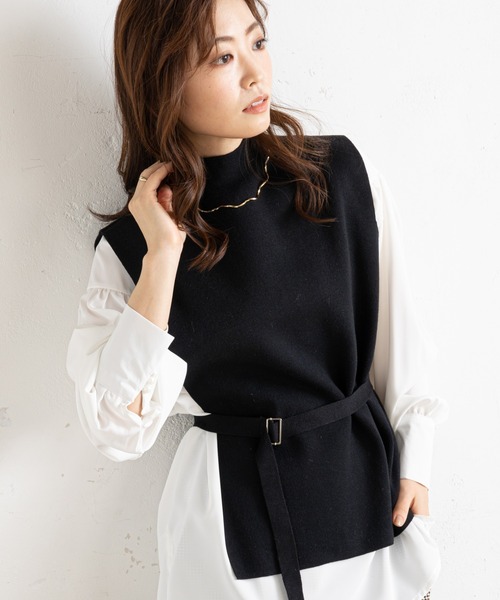 prose verse（プロズヴェール）の「【セットアイテム】ニットベスト×袖ボリュームブラウス（ベスト・レディース・ブラック/グレー/ベージュ・FREE）」の2枚目の写真