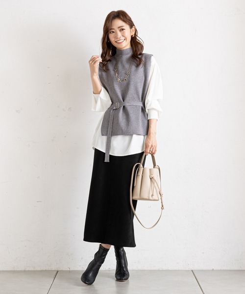 prose verse（プロズヴェール）の「【セットアイテム】ニットベスト×袖ボリュームブラウス（ベスト・レディース・ブラック/グレー/ベージュ・FREE）」の4枚目の写真
