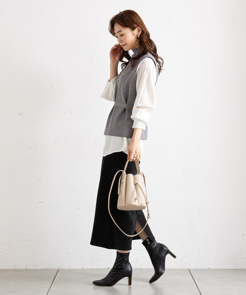 prose verse（プロズヴェール）の「【セットアイテム】ニットベスト×袖ボリュームブラウス（ベスト・レディース・ブラック/グレー/ベージュ・FREE）」の19枚目の写真