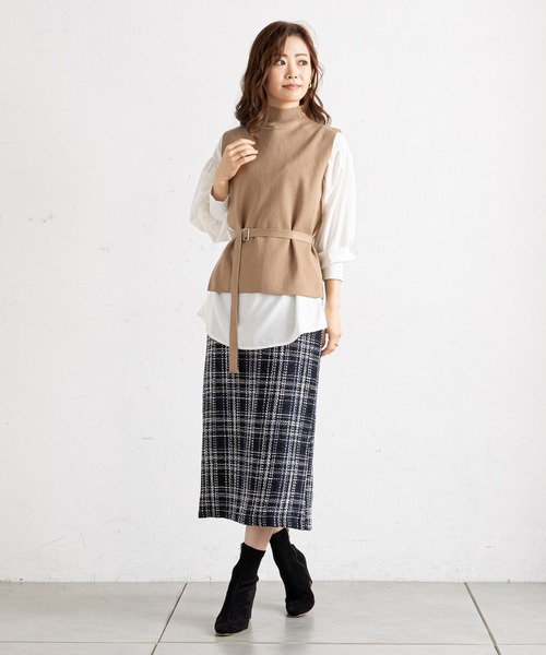 prose verse（プロズヴェール）の「【セットアイテム】ニットベスト×袖ボリュームブラウス（ベスト・レディース・ブラック/グレー/ベージュ・FREE）」の5枚目の写真