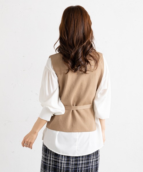 prose verse（プロズヴェール）の「【セットアイテム】ニットベスト×袖ボリュームブラウス（ベスト・レディース・ブラック/グレー/ベージュ・FREE）」の15枚目の写真