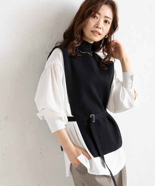 prose verse（プロズヴェール）の「【セットアイテム】ニットベスト×袖ボリュームブラウス（ベスト・レディース・ブラック/グレー/ベージュ・FREE）」の7枚目の写真