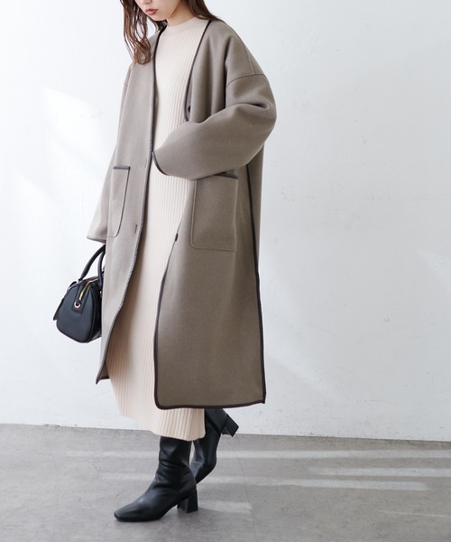 natural couture(ナチュラルクチュール)の「【WEB限定】ワイドリブボリューム袖ニットワンピース(ワンピース・レディース・チャコールグレー/ブラウン/オフホワイト/グリーン・FREE)」の20枚目の写真