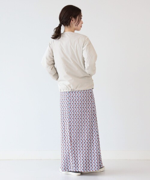 Ray BEAMS（レイビームス）の「DANTON / インサレーション ジャケット（ノーカラージャケット・レディース・ネイビー/オフホワイト/アイボリー・S/M）」の6枚目の写真