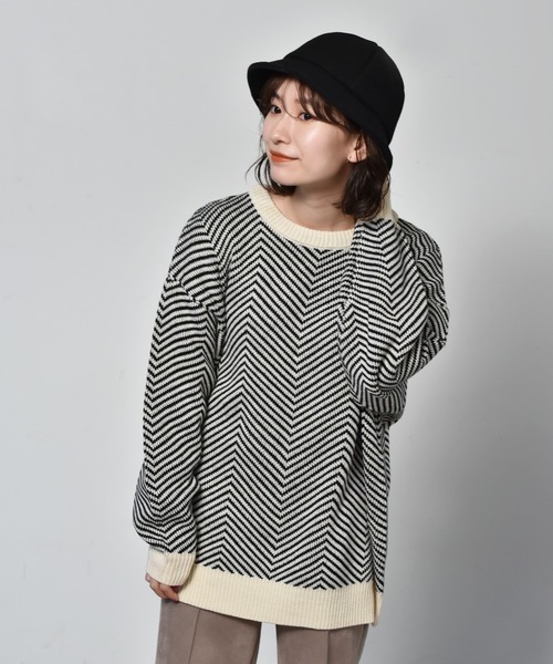 RETRO GIRL（レトロガール）の「柄アソートニット（ニット/セーター・レディース・オフホワイト/ホワイト系その他/ブルー系その他/オレンジ系その他・FREE）」の2枚目の写真