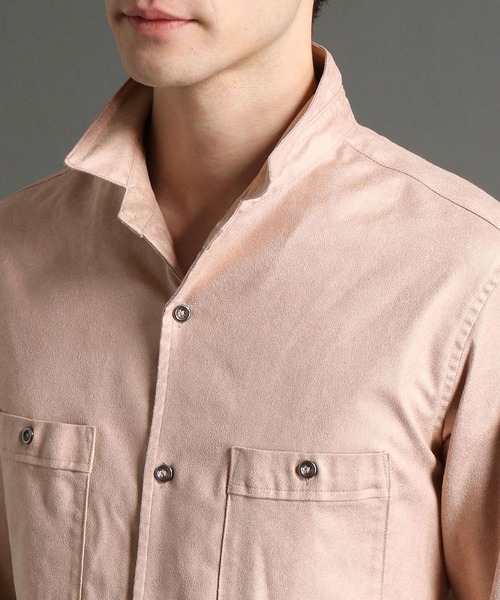 HIDEAWAYS NICOLE（ハイダウェイニコル）の「ムラプリントフェイクスウェードシャツ（シャツ/ブラウス・メンズ・ライトグレー/サックスブルー/ピンク系その他/オフホワイト/モカ・LARGE/X-LARGE/MEDIUM）」の9枚目の写真