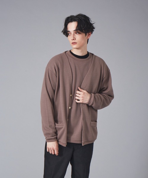 MYSELF ABAHOUSE(マイセルフアバハウス)の「ルーズシルエット ローゲージ 鹿の子 カーディガン(カーディガン/ボレロ・メンズ・アイボリー/サックスブルー/ピンクベージュ/グレイッシュブルー・46/48)」の1枚目の写真