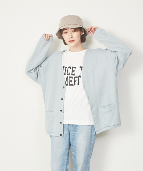 MYSELF ABAHOUSE(マイセルフアバハウス)の「ルーズシルエット ローゲージ 鹿の子 カーディガン(カーディガン/ボレロ・メンズ・アイボリー/サックスブルー/ピンクベージュ/グレイッシュブルー・46/48)」の5枚目の写真