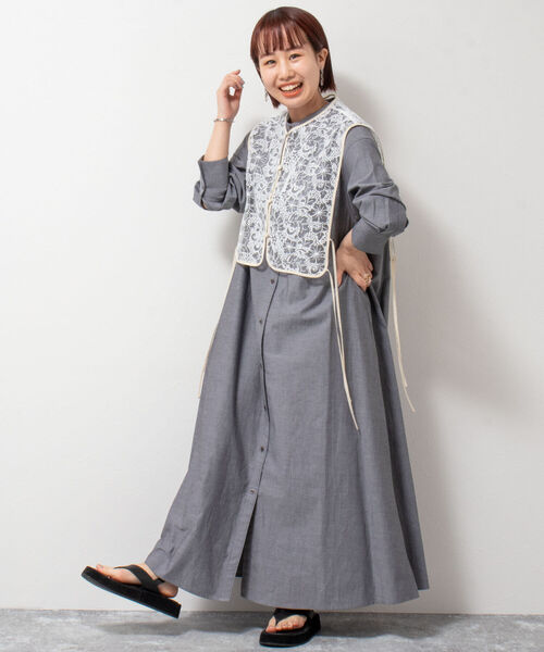 NOLLEY’S(ノーリーズ)の「◇【WEB限定】レースジレ付きシャツワンピース(シャツワンピース・レディース・ホワイト/チャコールグレー/ライトブルー・FREE)」の8枚目の写真