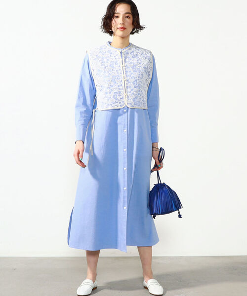 NOLLEY’S(ノーリーズ)の「◇【WEB限定】レースジレ付きシャツワンピース(シャツワンピース・レディース・ホワイト/チャコールグレー/ライトブルー・FREE)」の9枚目の写真