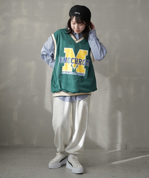 SPINNS（スピンズ）の「ナイロンベスト ロゴリブライン（ベスト・レディース・ブラック/サックスブルー/グリーン・ONESIZE）」の6枚目の写真