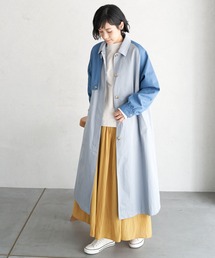 デニム切り替えステンカラーコート