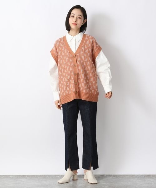 LOWRYS FARM（ローリーズファーム）の「２ＷＡＹレトロガラベスト　264389（ベスト・レディース・ブラック/オレンジ/アイボリー・FREE）」の4枚目の写真