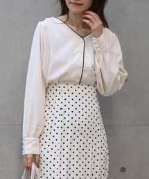 one after another NICE CLAUP | ZOZO限定 パールボタンパイピングブラウス(シャツ/ブラウス)
