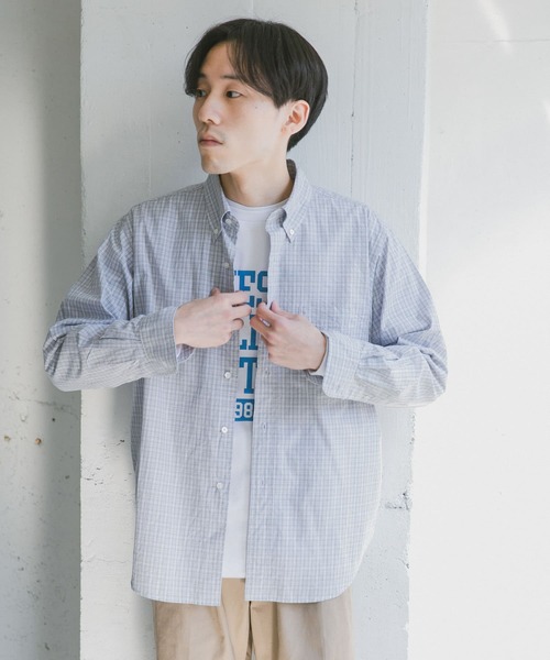 URBAN RESEARCH DOORS（アーバンリサーチドアーズ）の「チェックボタンダウンオーバーシャツ（シャツ/ブラウス・メンズ・ネイビー/グレー/ブルー・MEDIUM/LARGE/SMALL）」の4枚目の写真