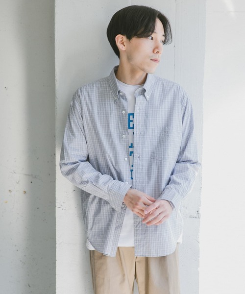 URBAN RESEARCH DOORS（アーバンリサーチドアーズ）の「チェックボタンダウンオーバーシャツ（シャツ/ブラウス・メンズ・ネイビー/グレー/ブルー・MEDIUM/LARGE/SMALL）」の5枚目の写真