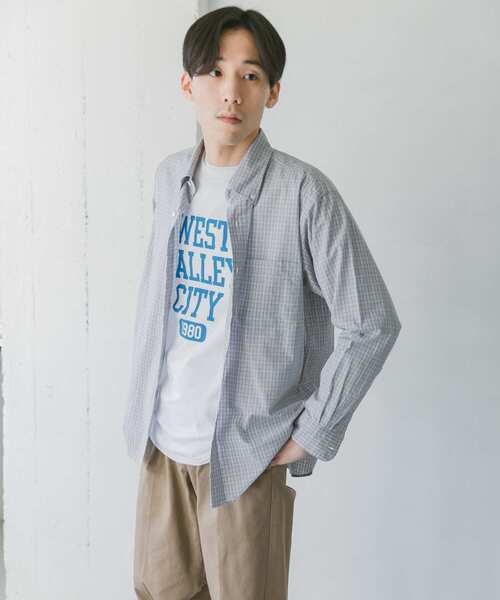 URBAN RESEARCH DOORS（アーバンリサーチドアーズ）の「チェックボタンダウンオーバーシャツ（シャツ/ブラウス・メンズ・ネイビー/グレー/ブルー・MEDIUM/LARGE/SMALL）」の9枚目の写真