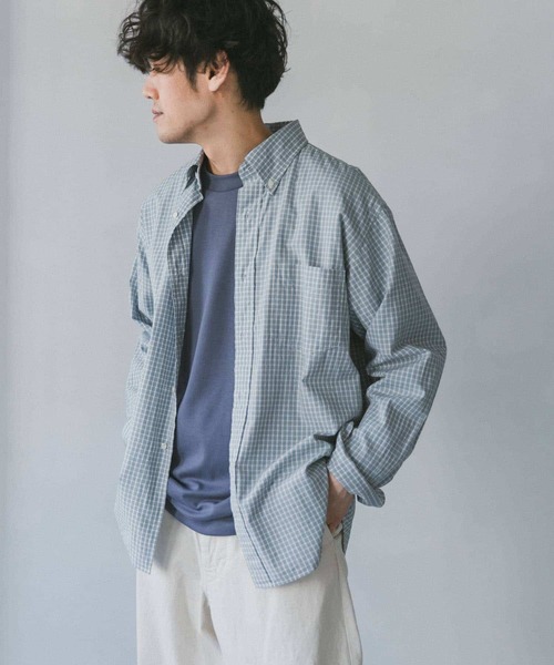 URBAN RESEARCH DOORS（アーバンリサーチドアーズ）の「チェックボタンダウンオーバーシャツ（シャツ/ブラウス・メンズ・ネイビー/グレー/ブルー・MEDIUM/LARGE/SMALL）」の12枚目の写真