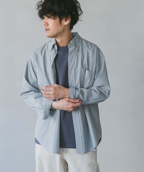 URBAN RESEARCH DOORS（アーバンリサーチドアーズ）の「チェックボタンダウンオーバーシャツ（シャツ/ブラウス・メンズ・ネイビー/グレー/ブルー・MEDIUM/LARGE/SMALL）」の13枚目の写真