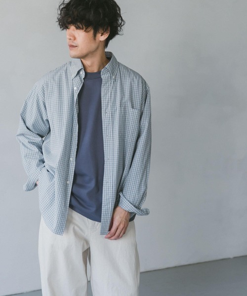 URBAN RESEARCH DOORS（アーバンリサーチドアーズ）の「チェックボタンダウンオーバーシャツ（シャツ/ブラウス・メンズ・ネイビー/グレー/ブルー・MEDIUM/LARGE/SMALL）」の14枚目の写真