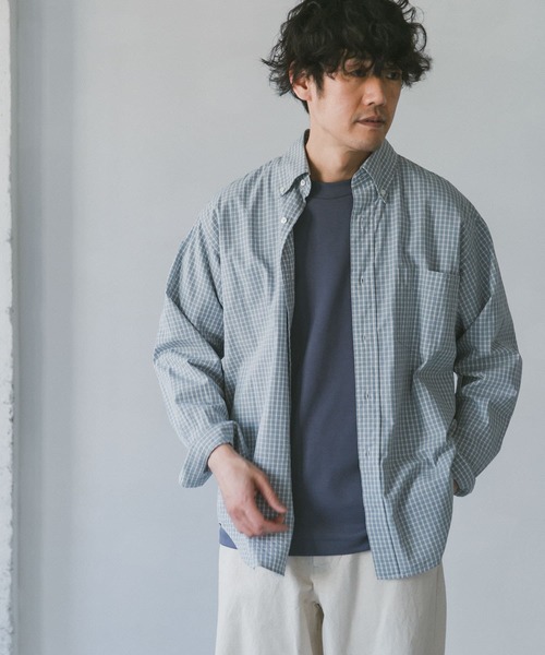 URBAN RESEARCH DOORS（アーバンリサーチドアーズ）の「チェックボタンダウンオーバーシャツ（シャツ/ブラウス・メンズ・ネイビー/グレー/ブルー・MEDIUM/LARGE/SMALL）」の16枚目の写真