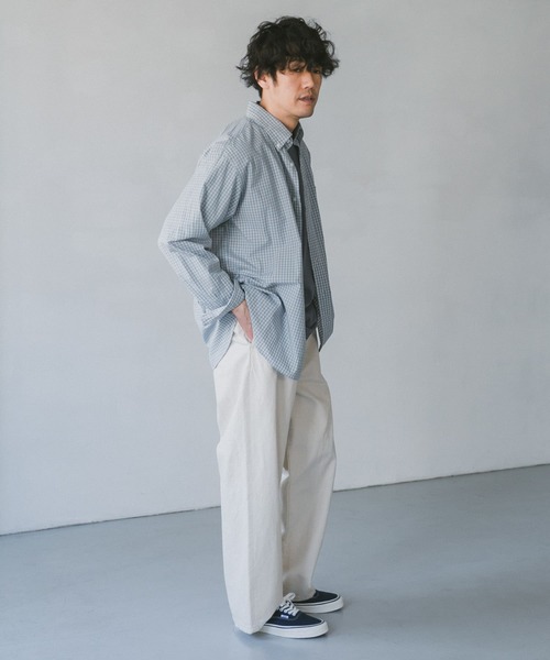 URBAN RESEARCH DOORS（アーバンリサーチドアーズ）の「チェックボタンダウンオーバーシャツ（シャツ/ブラウス・メンズ・ネイビー/グレー/ブルー・MEDIUM/LARGE/SMALL）」の19枚目の写真