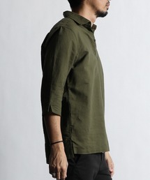LINEN BLEND 3Q SKIPPER SHIRT：綿麻素材 7分袖 スキッパーシャツを