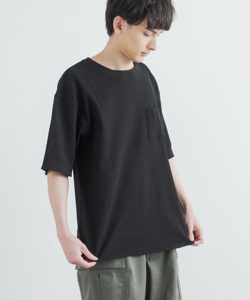 Rocky Monroe（ロッキーモンロー）の「オーバーサイズ クルーネックワッフル無地半袖Tシャツ（Tシャツ/カットソー・メンズ・ホワイト/ブラック/杢グレー・M/L）」の9枚目の写真