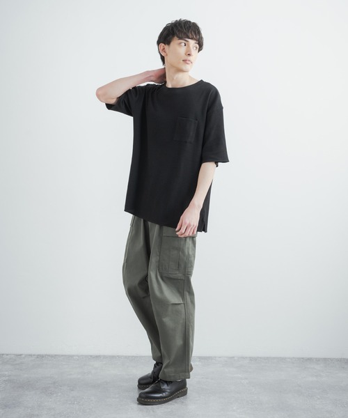 Rocky Monroe（ロッキーモンロー）の「オーバーサイズ クルーネックワッフル無地半袖Tシャツ（Tシャツ/カットソー・メンズ・ホワイト/ブラック/杢グレー・M/L）」の10枚目の写真
