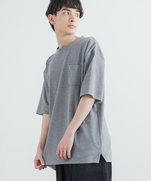 Rocky Monroe（ロッキーモンロー）の「オーバーサイズ クルーネックワッフル無地半袖Tシャツ（Tシャツ/カットソー・メンズ・ホワイト/ブラック/杢グレー・M/L）」の13枚目の写真