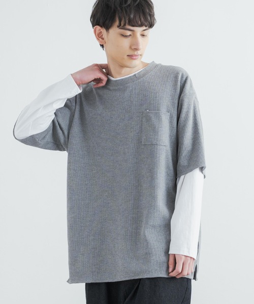 Rocky Monroe（ロッキーモンロー）の「オーバーサイズ クルーネックワッフル無地半袖Tシャツ（Tシャツ/カットソー・メンズ・ホワイト/ブラック/杢グレー・M/L）」の14枚目の写真