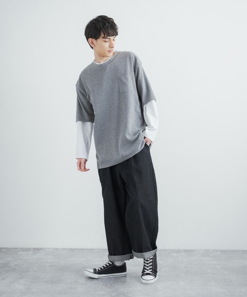 Rocky Monroe（ロッキーモンロー）の「オーバーサイズ クルーネックワッフル無地半袖Tシャツ（Tシャツ/カットソー・メンズ・ホワイト/ブラック/杢グレー・M/L）」の16枚目の写真