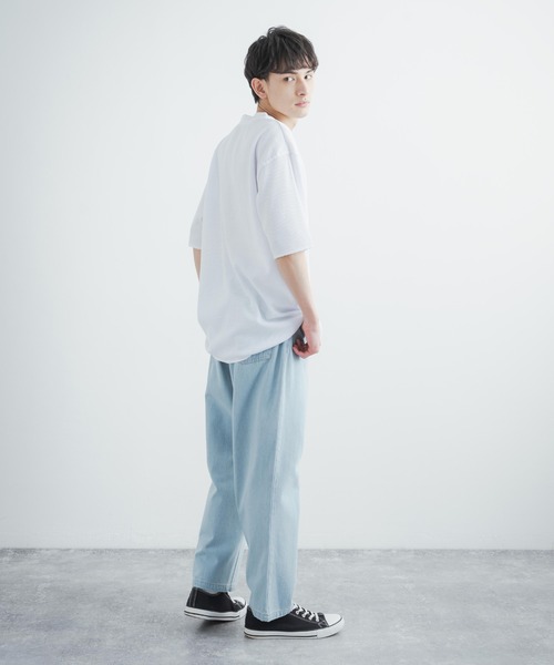 Rocky Monroe（ロッキーモンロー）の「オーバーサイズ クルーネックワッフル無地半袖Tシャツ（Tシャツ/カットソー・メンズ・ホワイト/ブラック/杢グレー・M/L）」の5枚目の写真