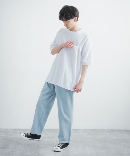 Rocky Monroe（ロッキーモンロー）の「オーバーサイズ クルーネックワッフル無地半袖Tシャツ（Tシャツ/カットソー・メンズ・ホワイト/ブラック/杢グレー・M/L）」の6枚目の写真