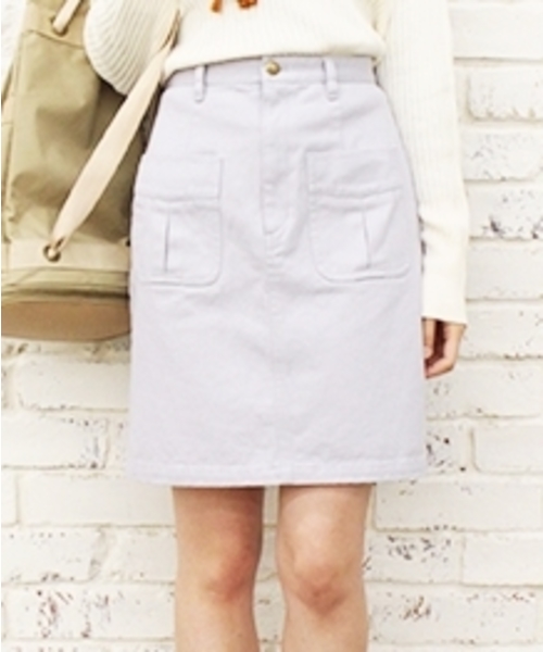 Kastane（カスタネ）の「【Kastane】台形スカート（スカート・レディース・オフホワイト/ピンクベージュ/カーキ/ブルー/ホワイト/グレー/レッド・X-SMALL/SMALL/MEDIUM/LARGE）」の4枚目の写真