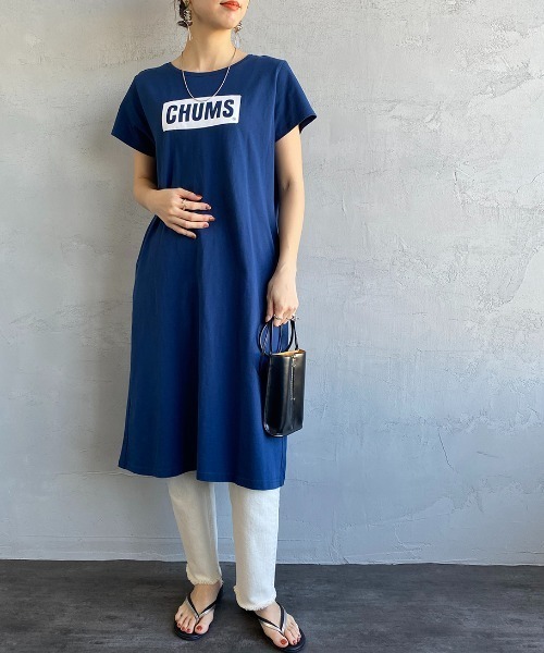 CHUMS（チャムス）の「[CHUMS/チャムス] チャムスロゴプリント Tシャツワンピース（ワンピース・レディース・ネイビー/ホワイト×ネイビー・M）」の10枚目の写真